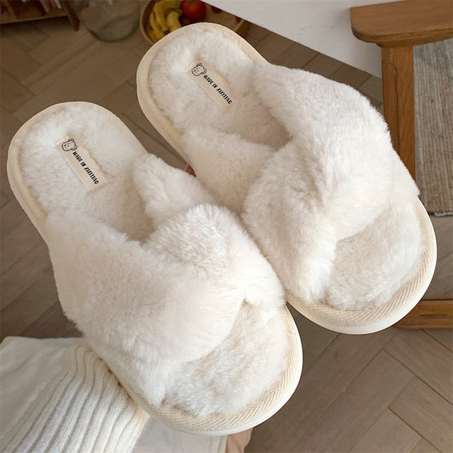 Heart Fluffy Fur Slippers