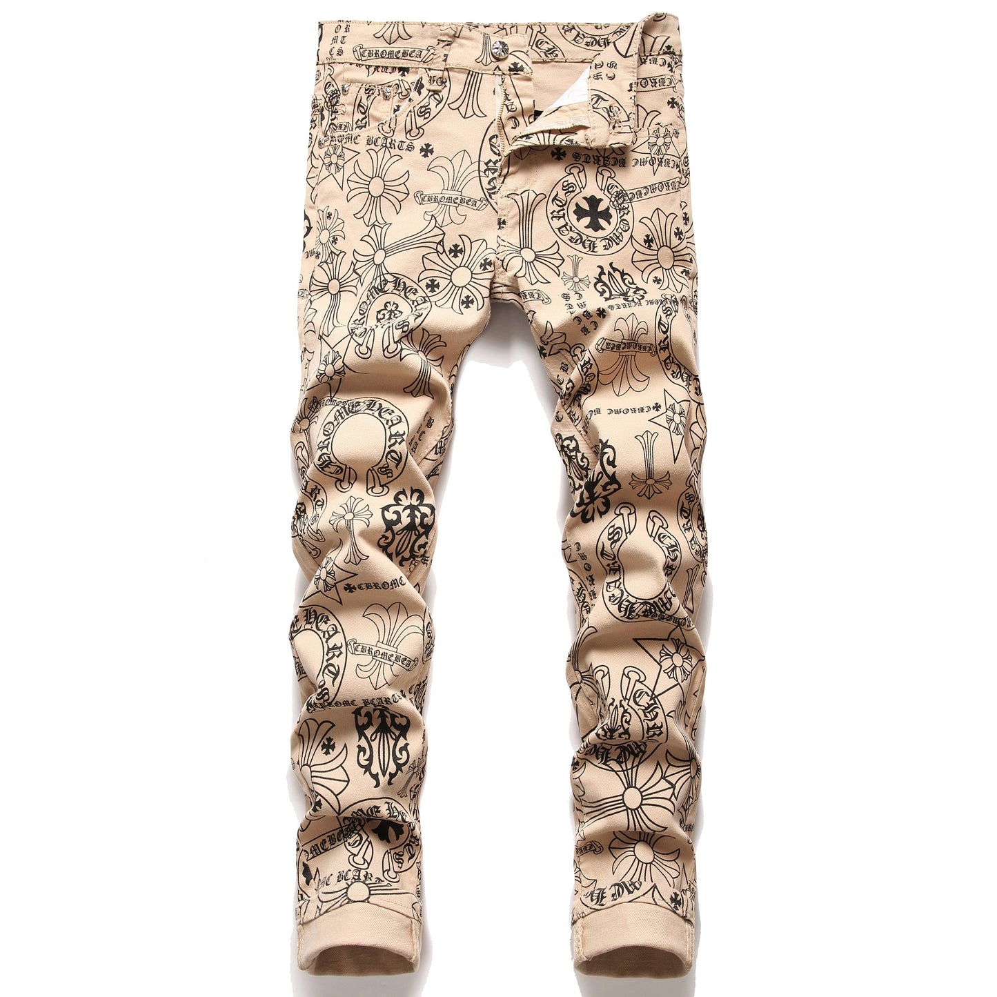 Men Khaki pattern Denim style Jeans