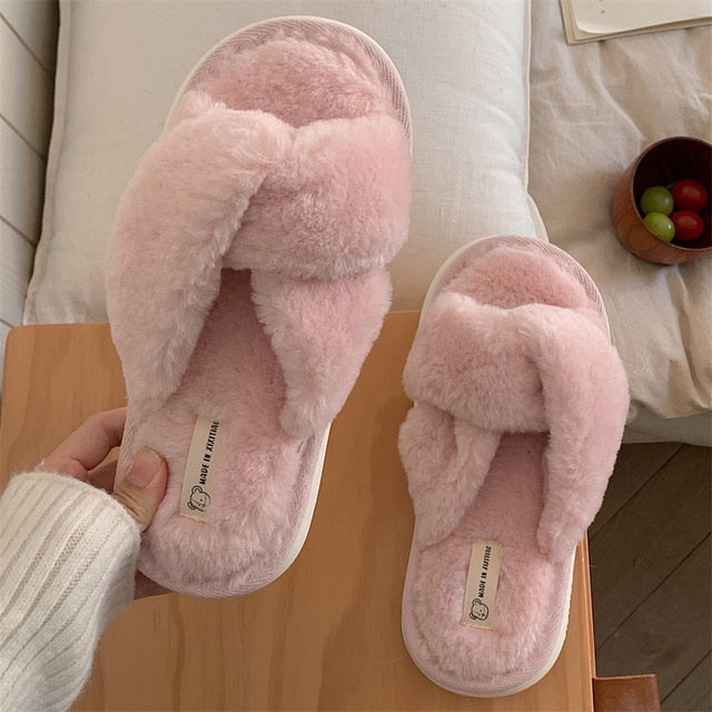 Heart Fluffy Fur Slippers