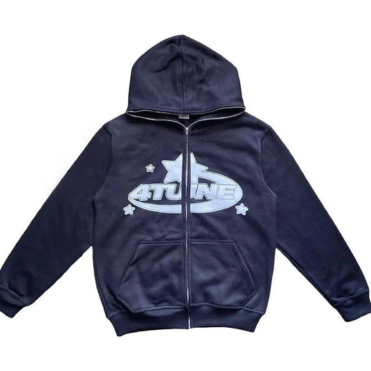 graphic print Zip up Hoodie